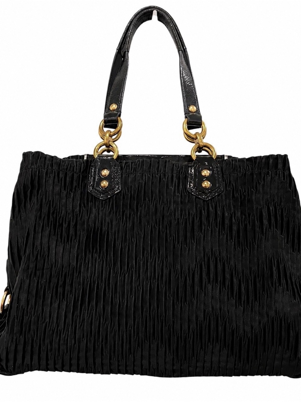 Coach Ashley Gathered Satin Satchel — Black - Picture 2 of 9